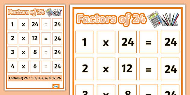 Factors of 24 Display Poster (teacher made) - Twinkl