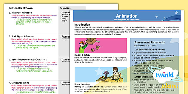 FREE! - Animation Lesson Plans For Primary Children - Year 4