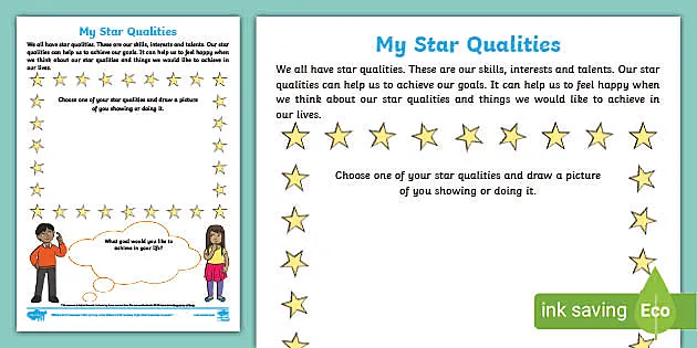 Goals and Aspirations KS1 My Star Qualities Activity Sheet