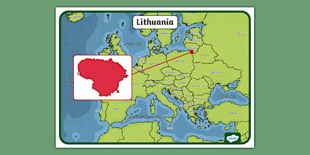 Lithuania On Europe Map Display Poster (teacher Made)