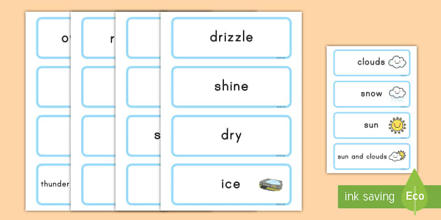 Weather Word Cards (teacher Made) - Twinkl