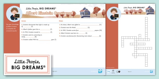 FREE Little People Big Dreams Albert Einstein Crossword