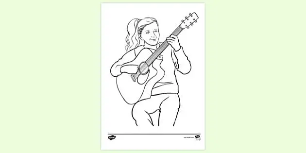 girl playing guitar coloring pages