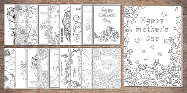 Mother's Day Colouring Cards Bumpe