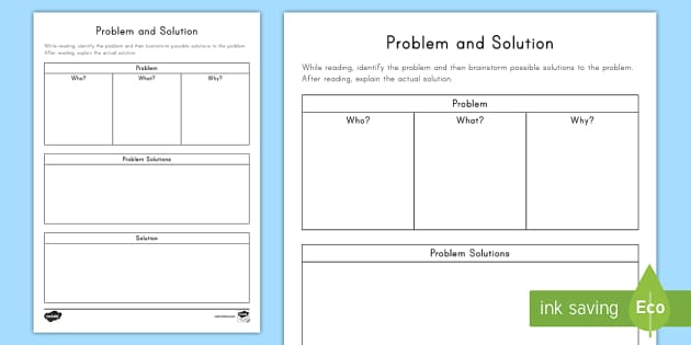 Problem Solution Graphic Organizer for Kids