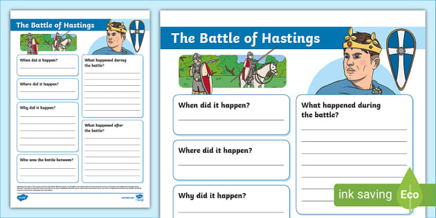 The Battle of Hastings Fact File Template KS1 (teacher made)