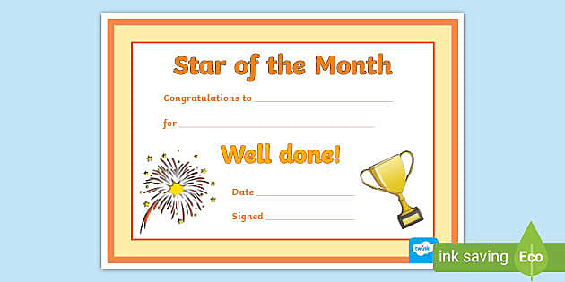 free printable student of the month certificate templates