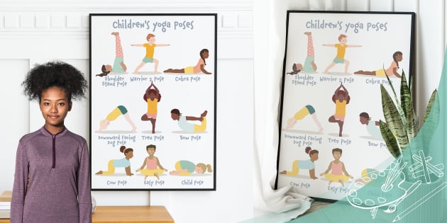 Children's Yoga Poses Pastel Colours Poster (teacher made)