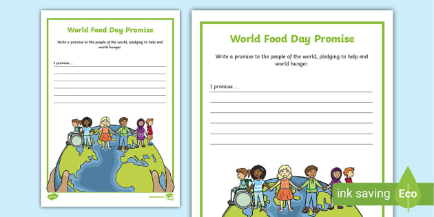 World Food Day Promise Worksheet