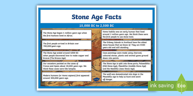 Stone Age Facts Poster | 10 Stone Age Facts Printable