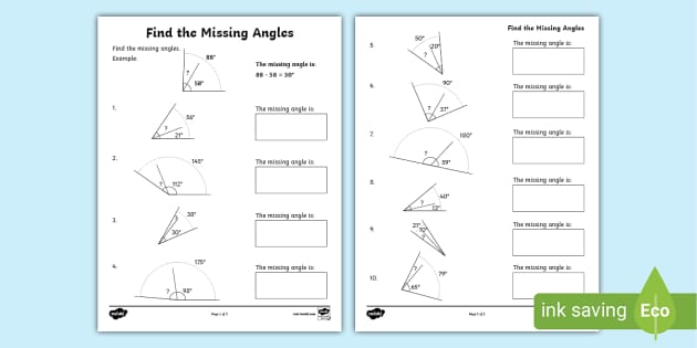 Find the Missing Angles Worksheet - Math Resource - Twinkl