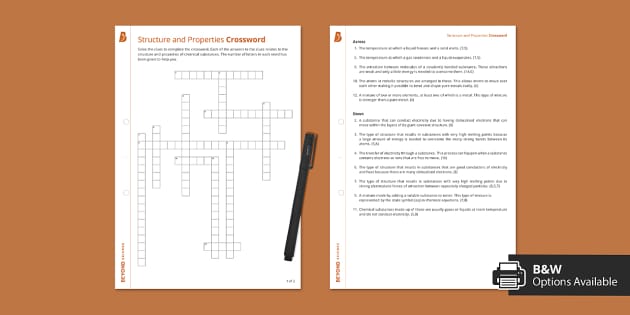 Structure and Properties Crossword (Combined) (teacher made) Structure and Properties Crossword (Combined) (teacher made)