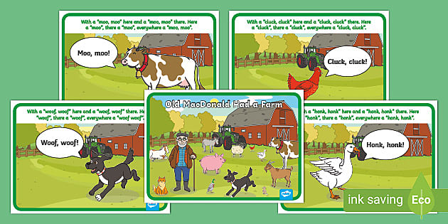 Old MacDonald had a Farm A5 and A4 POSTERS Full colour Ideal story telling 
