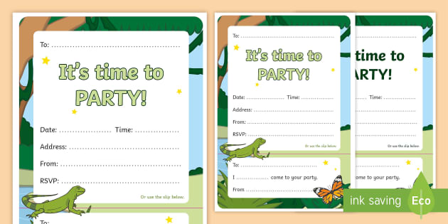 FREE! - Jungle Themed Birthday Party Invitations - Twinkl