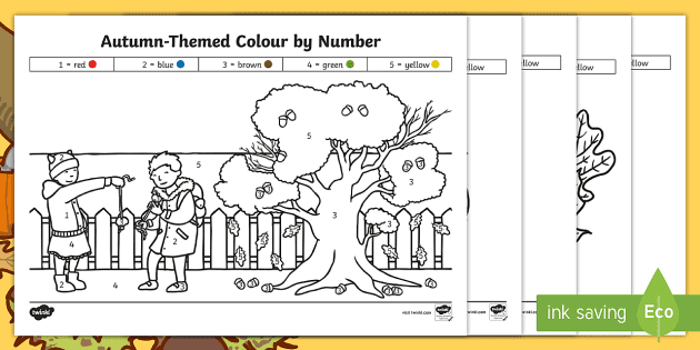 Kindergarten Autumn Themed Color By Number