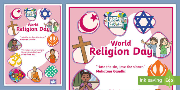 A Bright Poster With Two Positive Quotes About Religion.