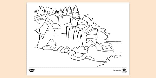 How to Draw a Waterfall Step By Step – For Kids & Beginners