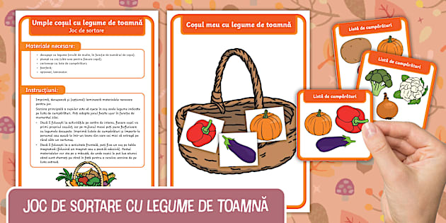 Umple coșul cu legume de toamnă – Joc de sortare