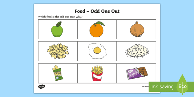 Food Odd One Out Worksheet / Worksheet - Twinkl