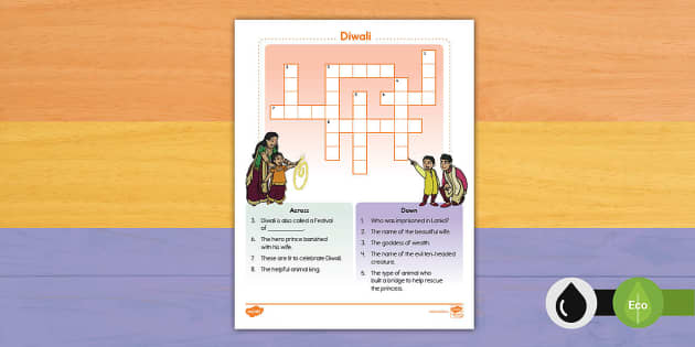 Diwali Primary Crossword (teacher made) Twinkl