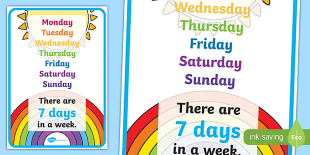 Days of the Week Display Poster English/Portuguese - Twinkl