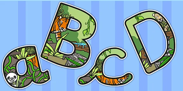 jungle themed size editable display lettering teacher made