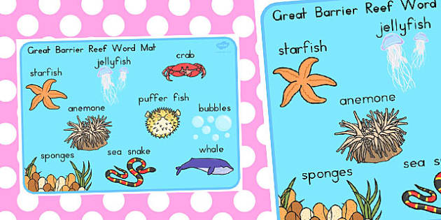 FREE! - Great Barrier Reef Word Mat (teacher made) - Twinkl
