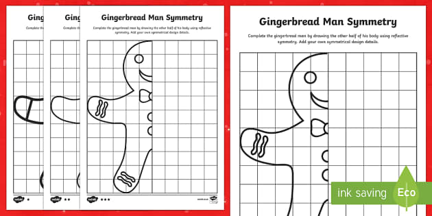 Gingerbread Man Symmetry Differentiated Worksheet / Worksheets