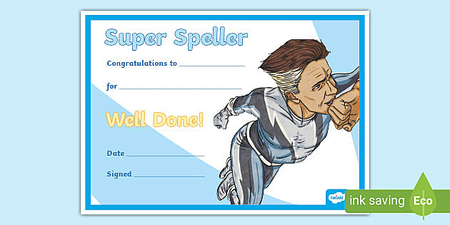 KS2 Super Speller Certificate (teacher made) - Twinkl