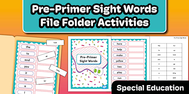 Sight Words File Folder Activities for Special Education - PreK