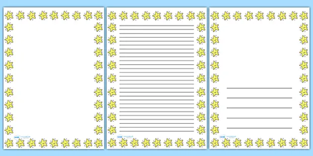 free blank and lined writing paper with border writing