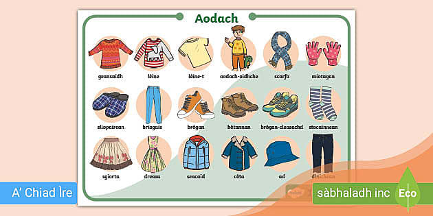 Gaelic Clothes Word Mat (teacher made) - Twinkl