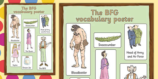 Free Vocabulary Poster To Support Teaching On The Bfg