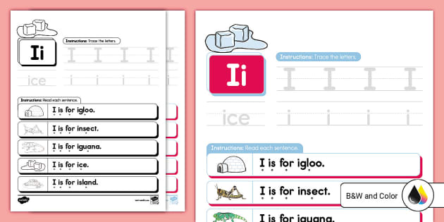 Letter I Fluency Sentences For ELL Alphabet Activity