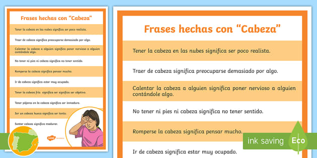 Póster A4: Frases hechas con partes del cuerpo - cabeza