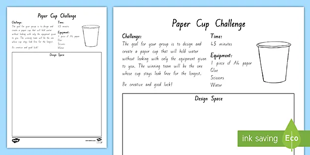 Steam Paper Cup Challenge Teacher Made