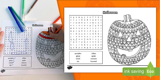 Halloween Colouring and Word Search (l'enseignant a fait)