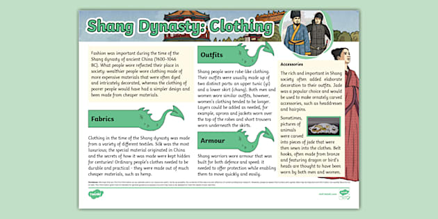 Shang Dynasty Clothing Fact File (Teacher-Made) - Twinkl