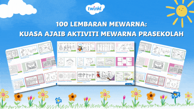 100 Lembaran Mewarna Kuasa Ajaib Aktiviti Mewarna Prasekolah