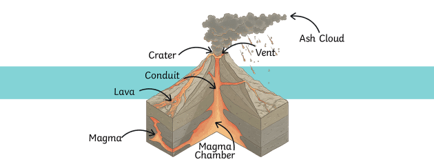 parts of volcano