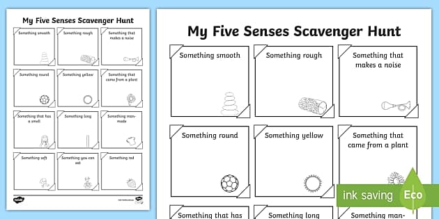 Five Senses Scavenger Hunt For Kids - Twinkl