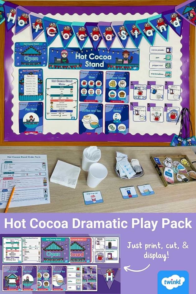 Winter Dramatic Play Hot Chocolate Stand