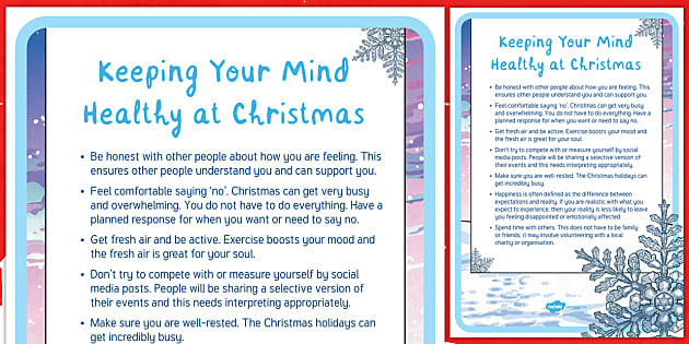 Taking Care Of Your Mental Health At Christmas - Twinkl