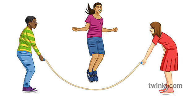 Children Jumping Rope Skipping Together Illustration par