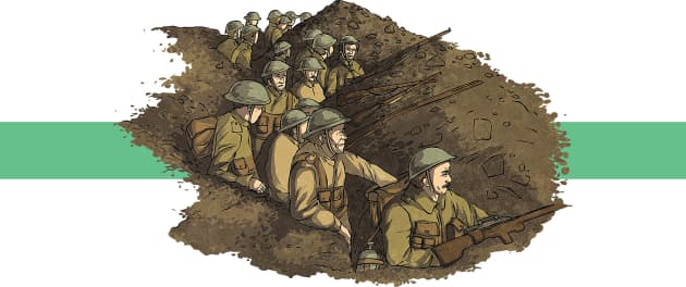 cartoon soldier in trench