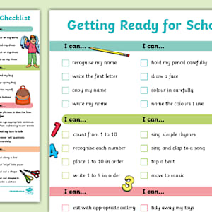Before Going To School Checklist - Parents - EYLF