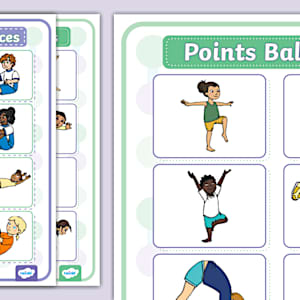 KS1 Points and Patches Balances Display Posters - PE -Twinkl