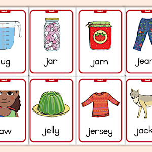Grade R English - Phonics - Flashcards: J (CAPS Aligned)