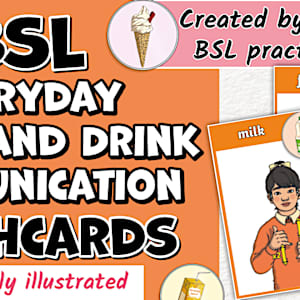 BSL, Sign Language, Food and Drink, Communication, Flashcards