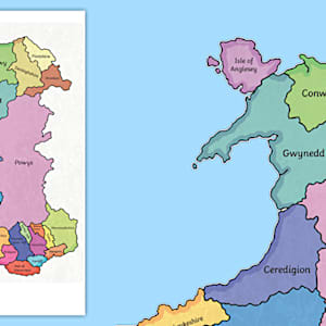 Welsh Map Display Poster - Wales Poster for Kids - Twinkl